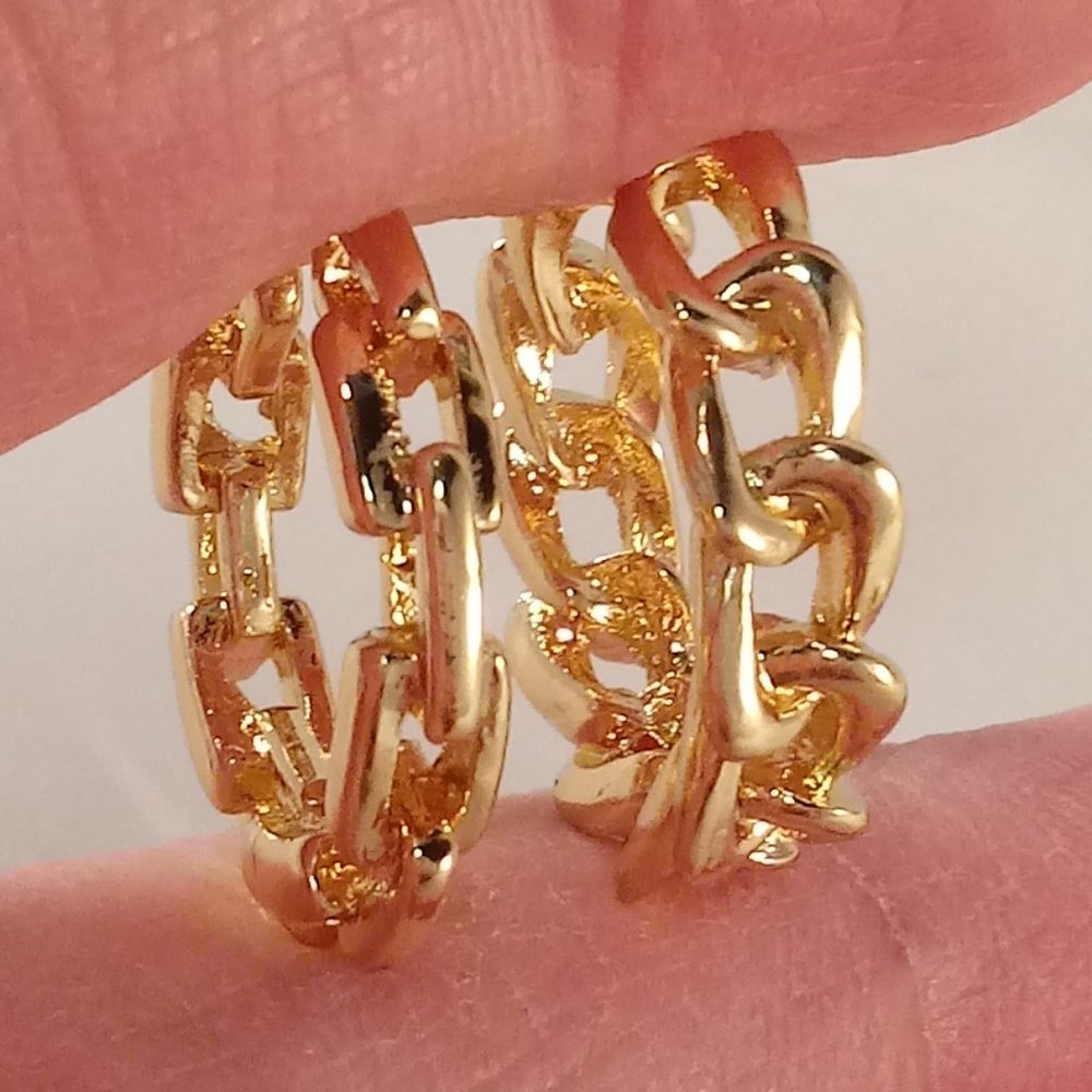 Men's 18K Yellow Gold Filled Ear Chain Clip Cuff Wrap Earrings Gorgeous Gift
